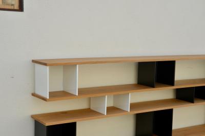  Design Fr res Low Black and White Horizontale Oak Shelving Unit
