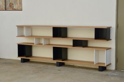  Design Fr res Low Black and White Horizontale Oak Shelving Unit
