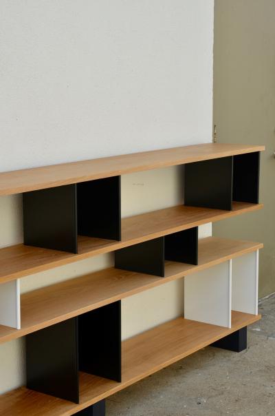  Design Fr res Low Black and White Horizontale Oak Shelving Unit