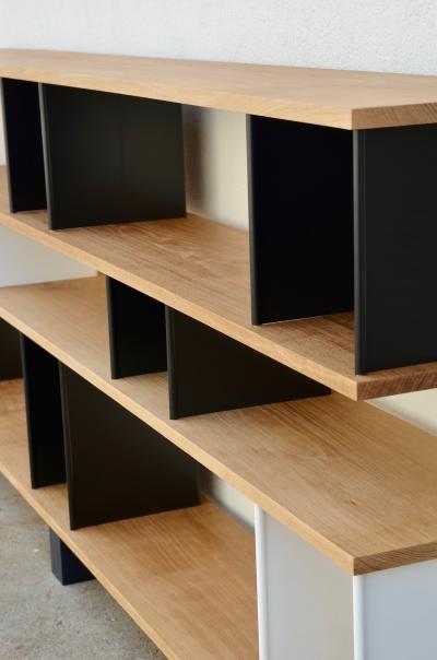  Design Fr res Low Black and White Horizontale Oak Shelving Unit