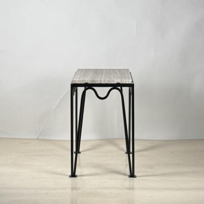  Design Fr res M andre Black Iron and Silver Travertine Side Table by Design Fr res