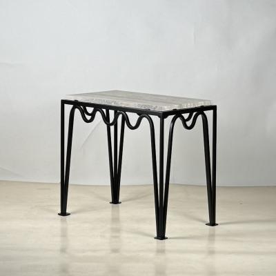 Design Fr res M andre Black Iron and Silver Travertine Side Table by Design Fr res