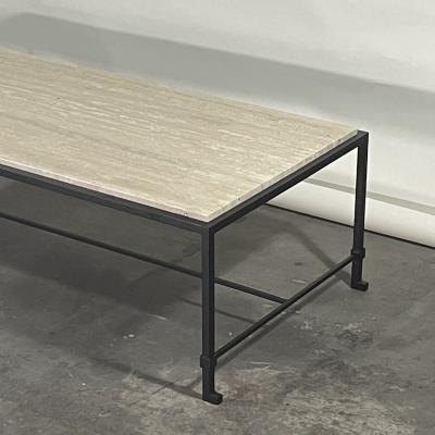  Design Fr res Narrow Diagramme Iron and Travertine Coffee Table by Design Fr res