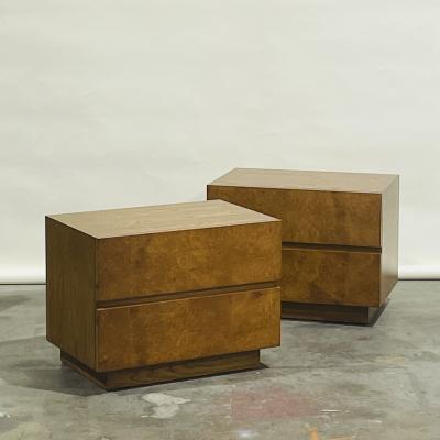  Design Fr res Pair of Amboine Burl Wood Night Stands by Design Fr res