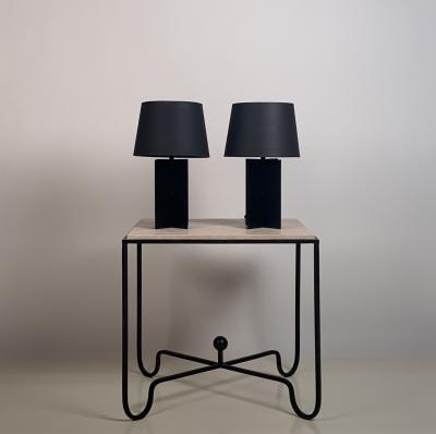  Design Fr res Pair of Blackened Steel and Black Paper Cuatrolados Lamps by Design Fr res