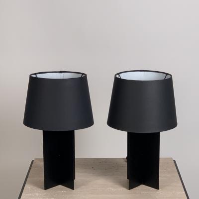  Design Fr res Pair of Blackened Steel and Black Paper Cuatrolados Lamps by Design Fr res