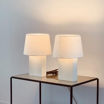  Design Fr res Pair of Bloc Parchment Lamps with Parchment Paper Shades by Design Fr res