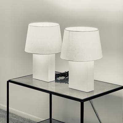  Design Fr res Pair of Bloc Parchment Lamps with Parchment Paper Shades by Design Fr res