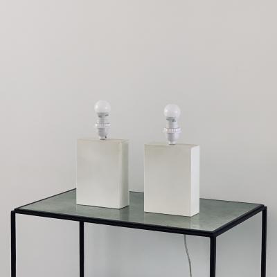  Design Fr res Pair of Bloc Parchment Lamps with Parchment Paper Shades by Design Fr res