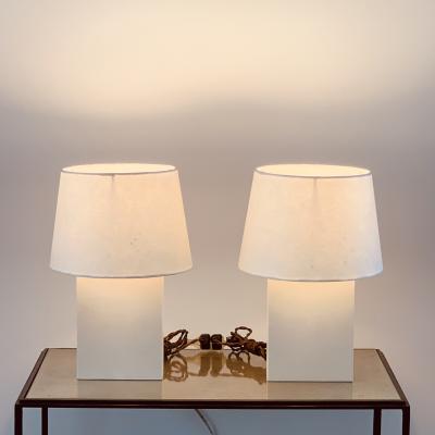  Design Fr res Pair of Bloc Parchment Lamps with Parchment Paper Shades by Design Fr res