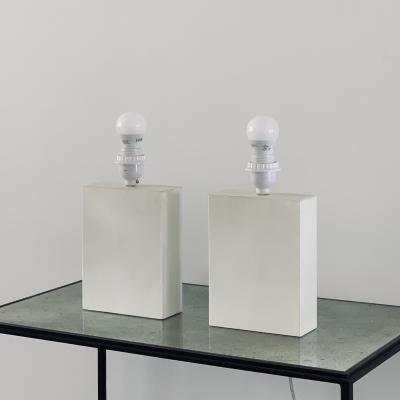  Design Fr res Pair of Bloc Parchment Lamps with Parchment Paper Shades by Design Fr res