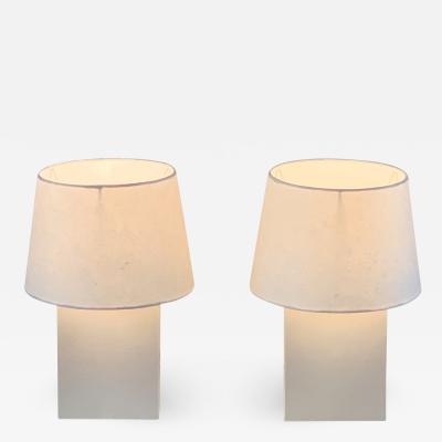  Design Fr res Pair of Bloc Parchment Lamps with Parchment Paper Shades by Design Fr res