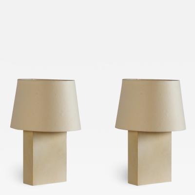  Design Fr res Pair of Bloc Parchment Table Lamp by Design Fr res