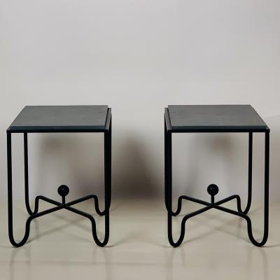  Design Fr res Pair of Chic Grey Slate Entretoise Side Tables by Design Fr res