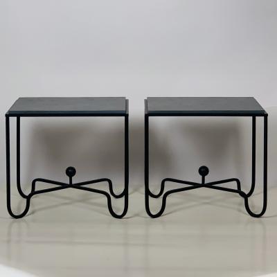  Design Fr res Pair of Chic Grey Slate Entretoise Side Tables by Design Fr res