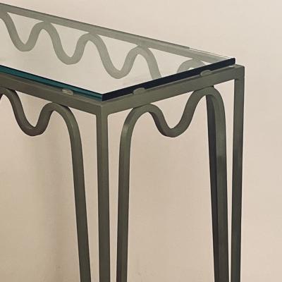  Design Fr res Pair of Chic Verdigris Meandre and Glass Consoles by Design Fr res