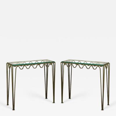  Design Fr res Pair of Chic Verdigris Meandre and Glass Consoles by Design Fr res
