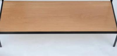  Design Fr res Pair of Chic Wrought Iron and Oak Rectiligne End Tables by Design Fr res