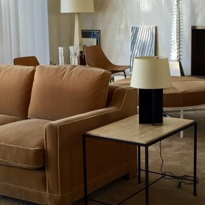  Design Fr res Pair of Croisillon Blackened Steel Lamps and Parchment Shades by Design Fr res