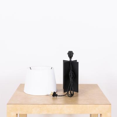  Design Fr res Pair of Croisillon Blackened Steel Lamps and Parchment Shades by Design Fr res