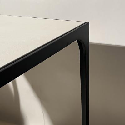  Design Fr res Pair of Diagramme Blackened Iron and Travertine End Tables by Design Fr res