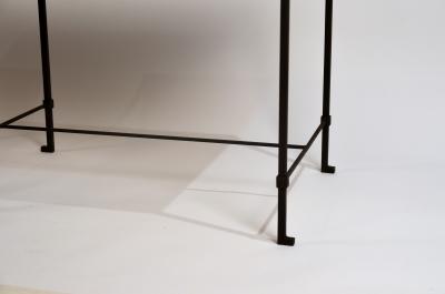  Design Fr res Pair of Diagramme Wrought Iron and Travertine Side Tables by Design Fr res