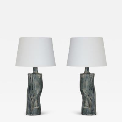  Design Fr res Pair of Difforme Tiger Glaze Table Lamps with Parchment Shade by Design Fr res