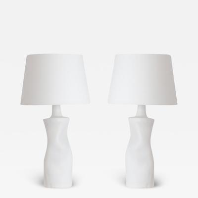  Design Fr res Pair of Difforme White Table Lamps with Parchment Shades by Design Fr res