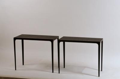  Design Fr res Pair of Ebonized Grooved Oak Esquisse Side Tables by Design Fr res