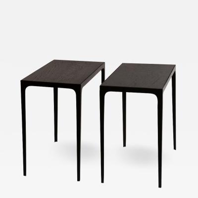  Design Fr res Pair of Ebonized Grooved Oak Esquisse Side Tables by Design Fr res