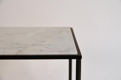  Design Fr res Pair of Entretoise Wrought Iron and Honed Marble Side Tables by Design Fr res