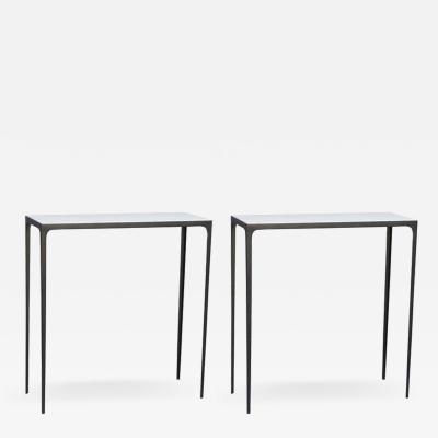  Design Fr res Pair of Esquisse Wrought Iron and Parchment Consoles