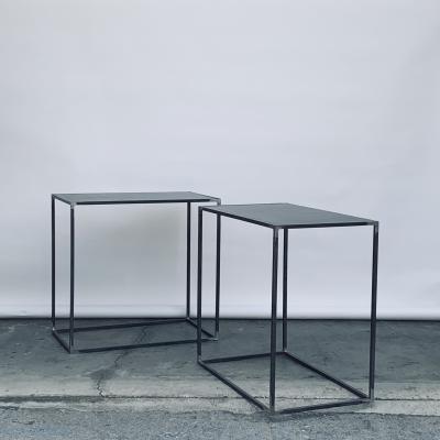  Design Fr res Pair of Filiforme Patinated Steel Minimalist Side Tables by Design Fr res