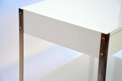 Design Fr res Pair of Laque Ivory Lacquer and Brass Night Stand