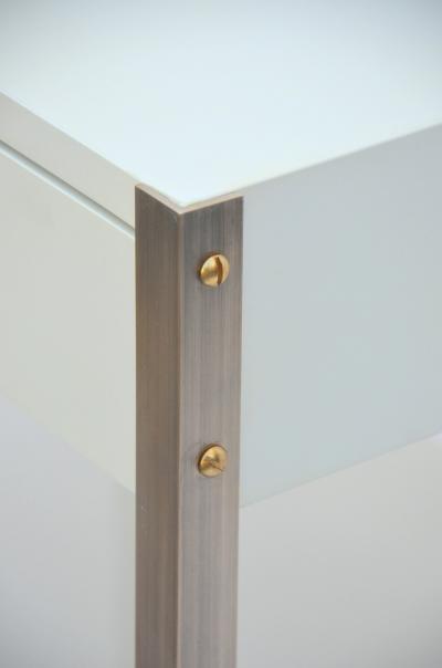 Design Fr res Pair of Laque Ivory Lacquer and Brass Night Stand