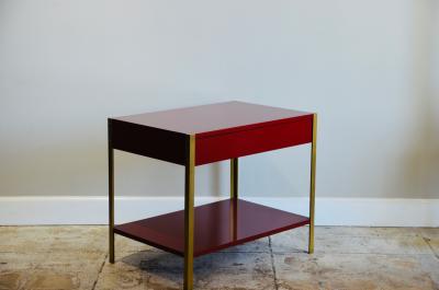  Design Fr res Pair of Laque Oxblood Lacquer and Brass Night Stand