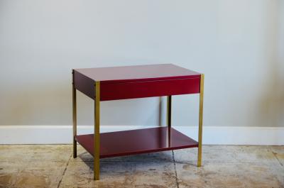  Design Fr res Pair of Laque Oxblood Lacquer and Brass Night Stand