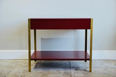  Design Fr res Pair of Laque Oxblood Lacquer and Brass Night Stand
