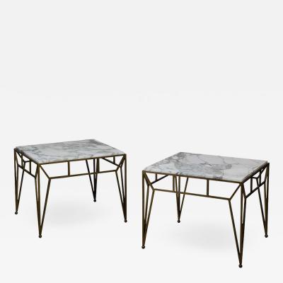  Design Fr res Pair of Large Angulaire Marble Side Tables