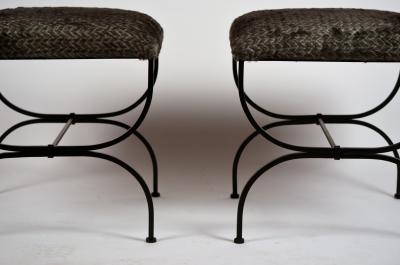  Design Fr res Pair of Large Faux Fur Strapontin Stools by Design Fr res