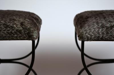  Design Fr res Pair of Large Faux Fur Strapontin Stools by Design Fr res