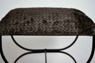  Design Fr res Pair of Large Faux Fur Strapontin Stools by Design Fr res