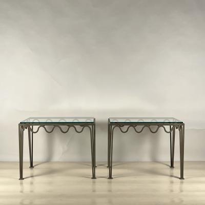  Design Fr res Pair of Large M andre Verdigris and Glass End Tables by Design Fr res