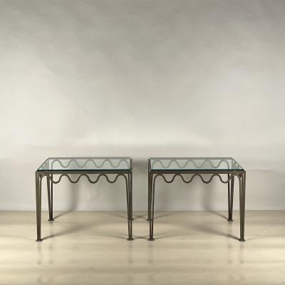  Design Fr res Pair of Large M andre Verdigris and Glass End Tables by Design Fr res