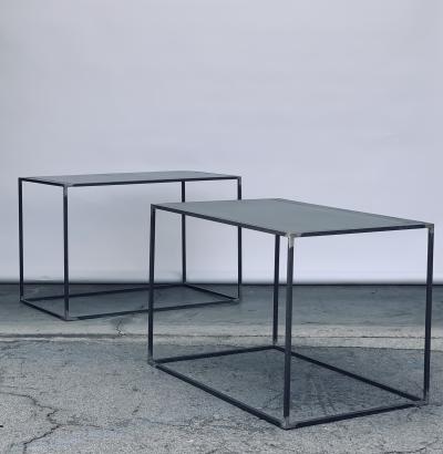  Design Fr res Pair of Large Minimalist Filiforme Patinated Steel End Tables by Design Fr res