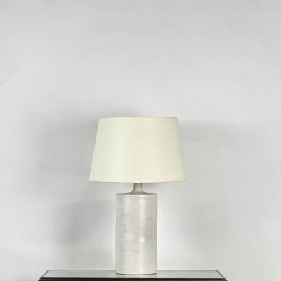  Design Fr res Pair of Large Satin White Rouleau Ceramic Table Lamps by Design Fr res