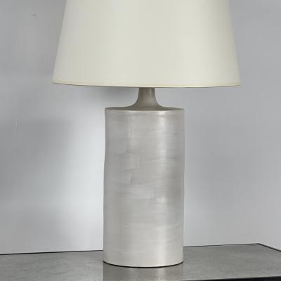  Design Fr res Pair of Large Satin White Rouleau Ceramic Table Lamps by Design Fr res