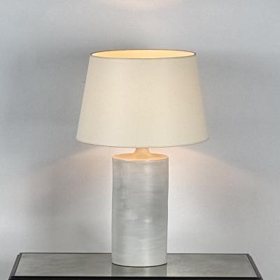  Design Fr res Pair of Large Satin White Rouleau Ceramic Table Lamps by Design Fr res