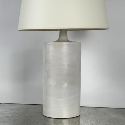  Design Fr res Pair of Large Satin White Rouleau Ceramic Table Lamps by Design Fr res