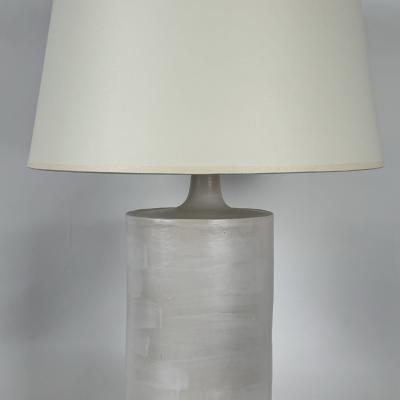  Design Fr res Pair of Large Satin White Rouleau Ceramic Table Lamps by Design Fr res